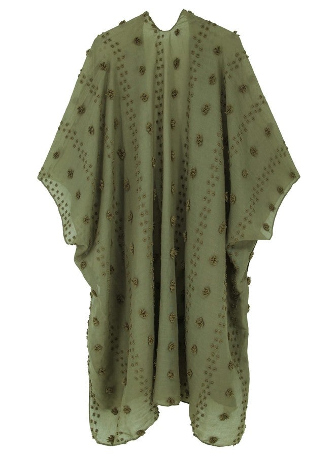 Moss Rose Women's Beach Cover up Swimsuit Kimono Cardigan with Bohemian Floral Print Green - Image 3